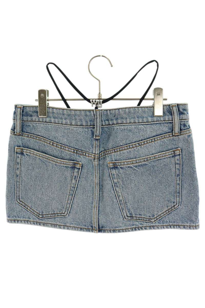 ALEXANDER WANG Rhinestone Charm Denim Skirt Blue Size 26