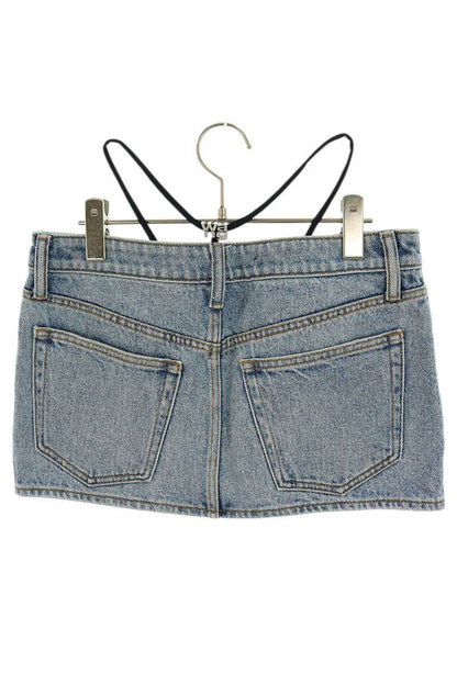 ALEXANDER WANG Rhinestone Charm Denim Skirt Blue Size 26