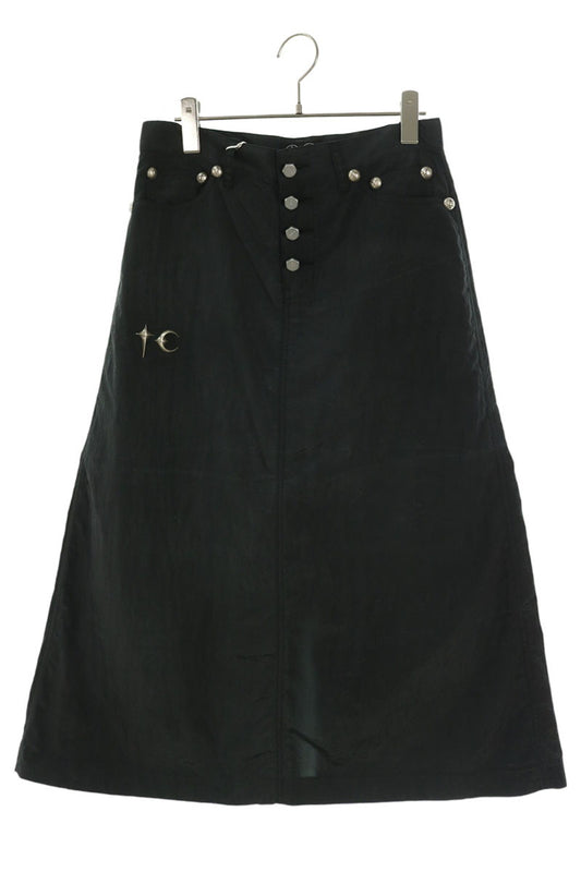 THUG CLUB Aged Logo Nylon Midi Skirt Black Size 3