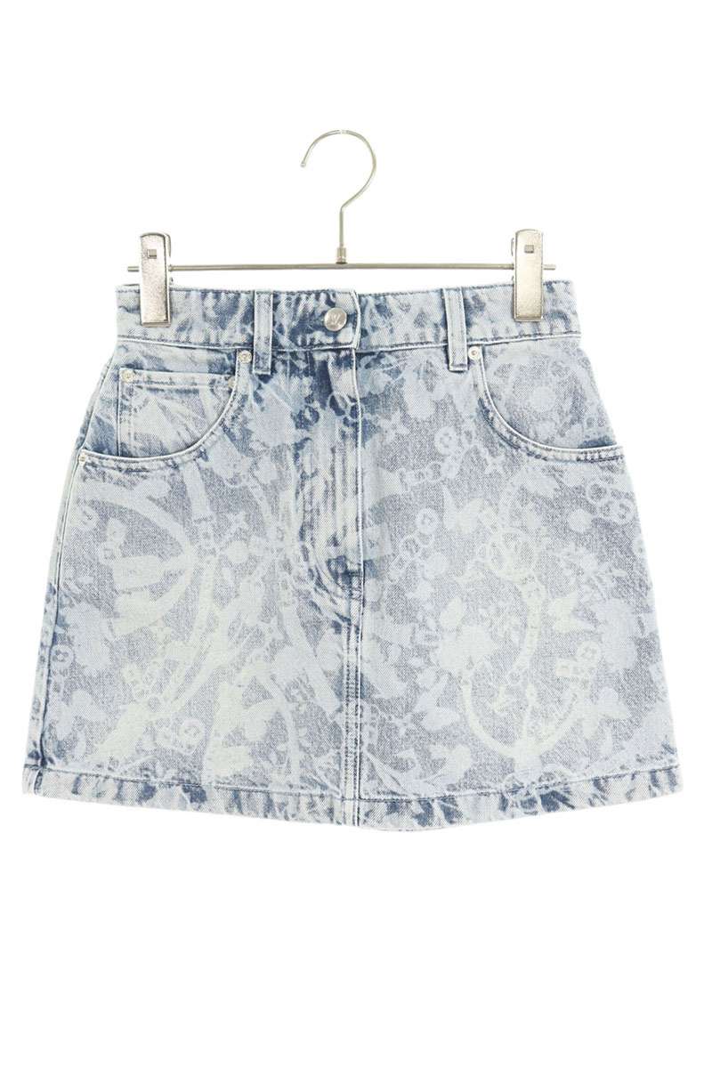 LOUISVUITTON 26AW LV Bloom All-Over Print Light Blue Skirt Size 34