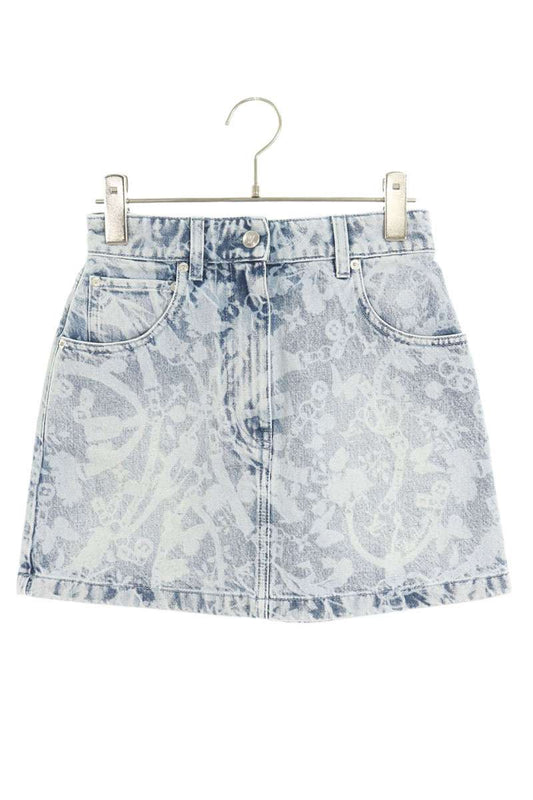 LOUISVUITTON 26AW LV Bloom All-Over Print Light Blue Skirt Size 34