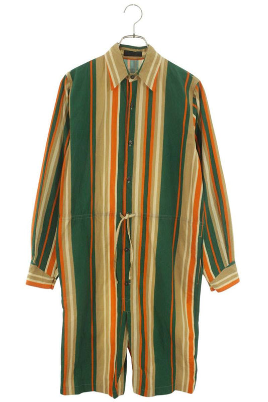 Prada Triangle Patch Stripe Cotton Jumpsuit & Green Size XS