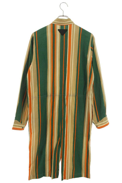 Prada Triangle Patch Stripe Cotton Jumpsuit & Green Size XS