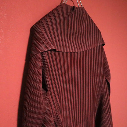 PLEATS PLEASE Pleated Shawl Collar Jacket Red Size FREE