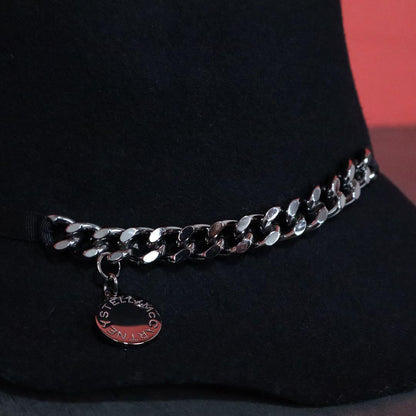 Stella McCartney Black Wool Chain Design Asymmetric Size 57