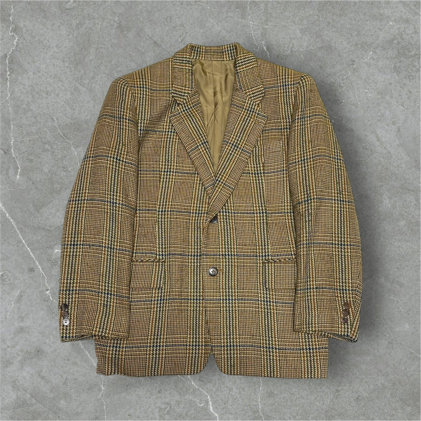 BIGI 80s/90s Brown Wool Houndstooth Tailored Jacket