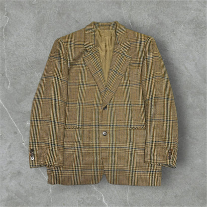 BIGI 80s/90s Brown Wool Houndstooth Tailored Jacket