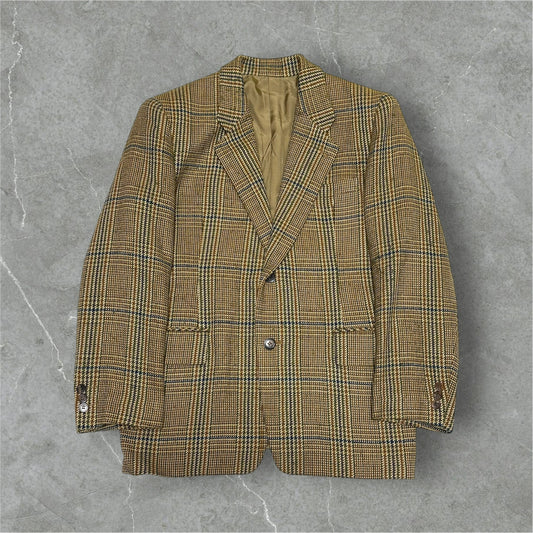 BIGI 80s/90s Brown Wool Houndstooth Tailored Jacket