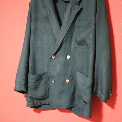 Yohji Yamamoto 80s Vintage Green Double-breasted Size 9