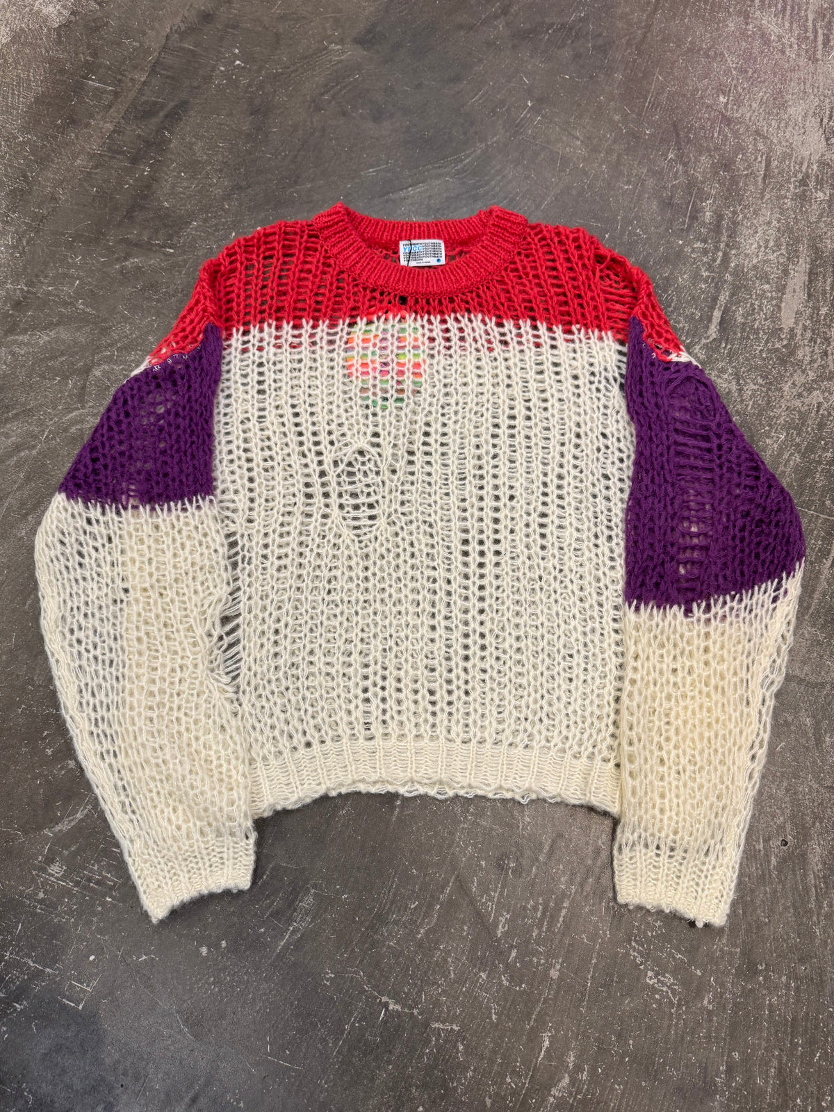 YOUTH BATH Multi Open Weave Mesh Knit Sweater Size FREE