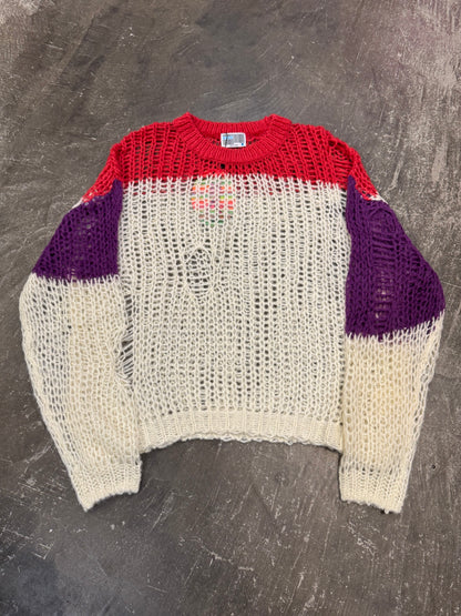 YOUTH BATH Multi Open Weave Mesh Knit Sweater Size FREE