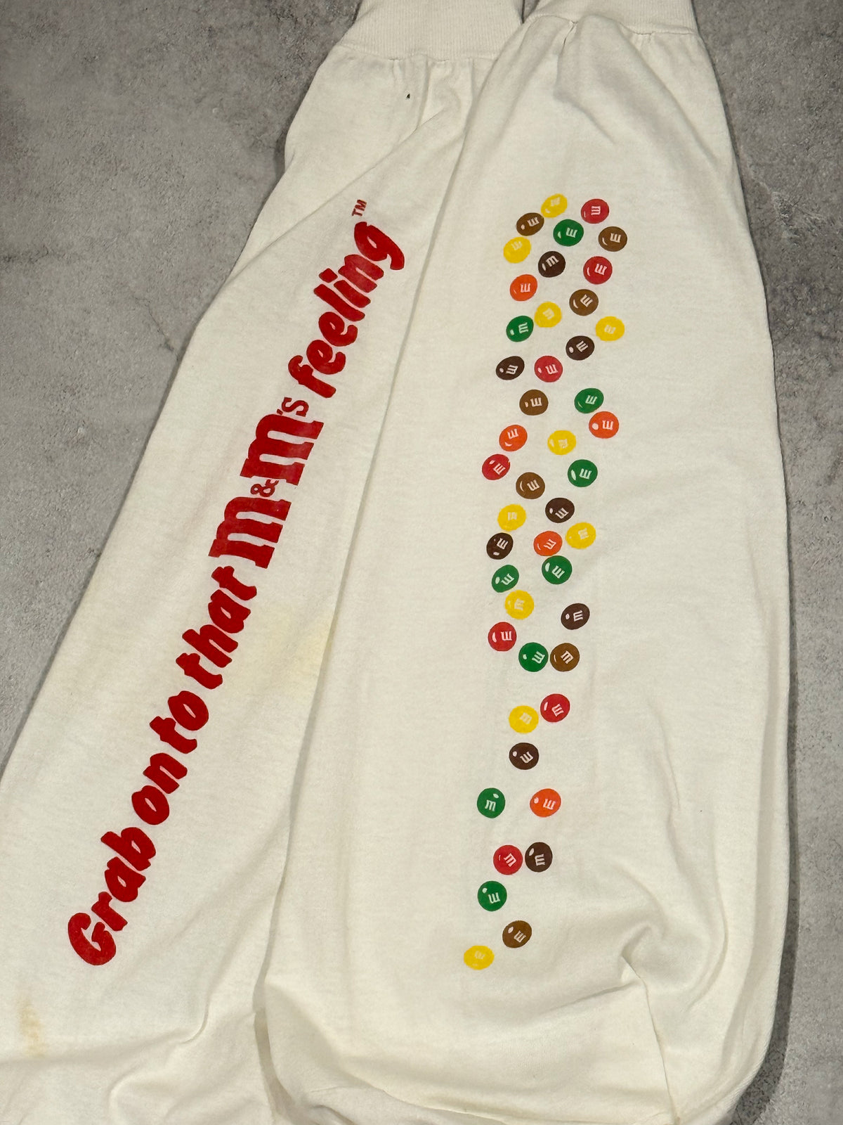 M&Ms 80s White Cotton Long Sleeve T-Shirt Size XL