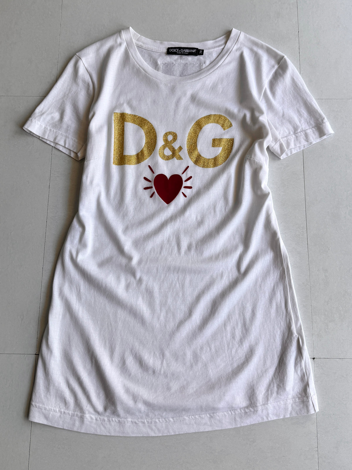 DOLCE&GABBANA Gold Love Monogram Tee Size 38