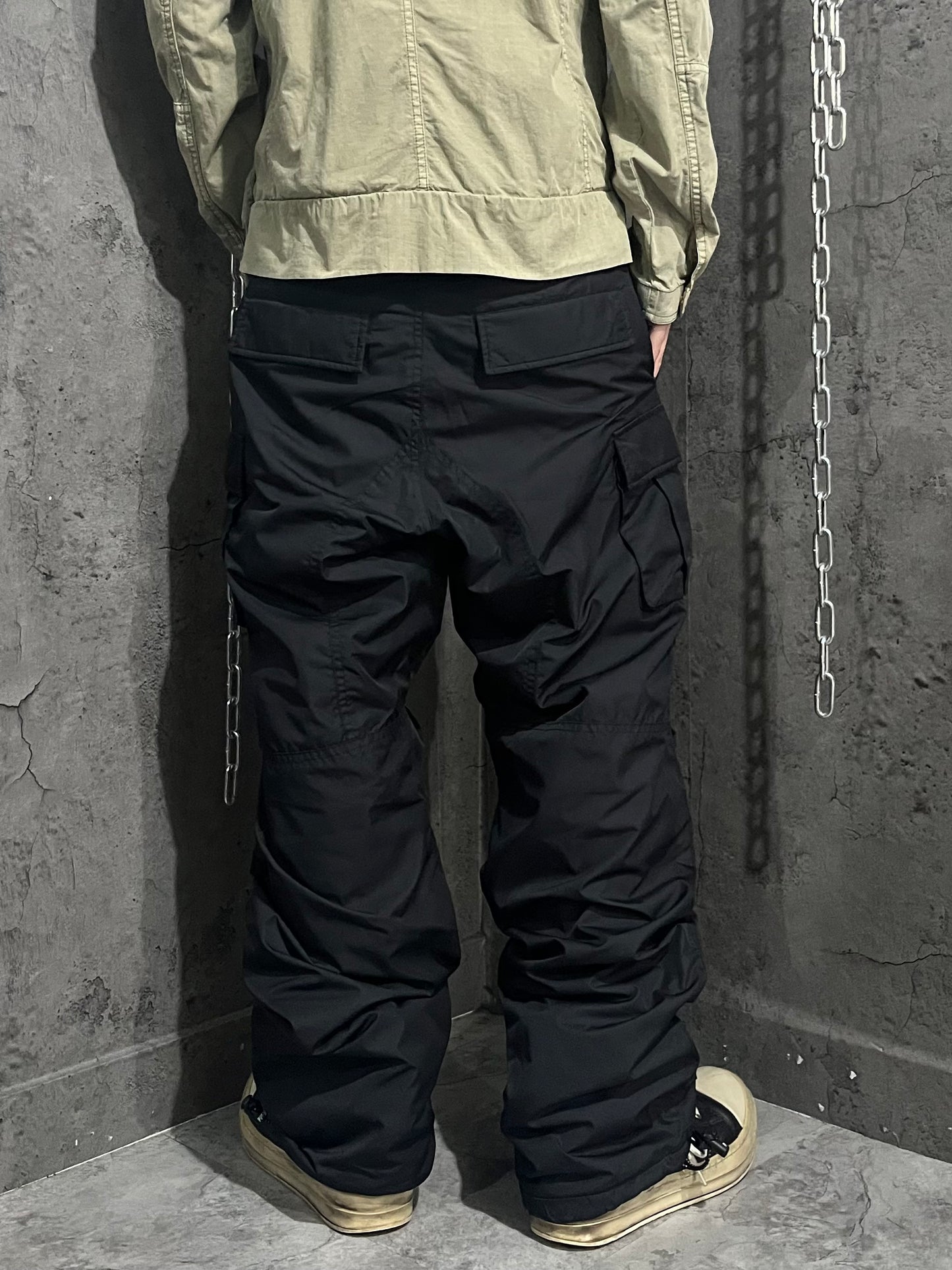 PPFM Black Nylon Cargo Pants