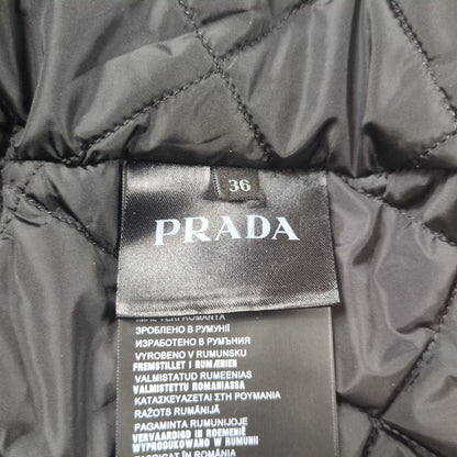 PRADA Black Quilted Zip Detail Nylon Padded Coat Size 36