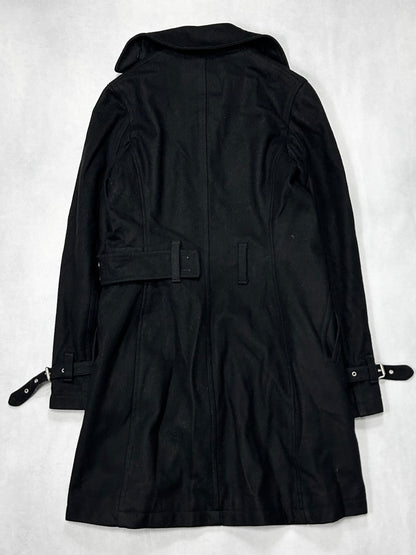 Andrew Mackenzie Black Design Wool Trench Coat Size 38