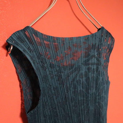 Vintage PLEATS PLEASE Sheer Pleated Patterned Tank Size 3