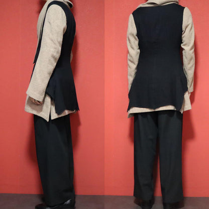 Yohji Yamamoto 05AW Beige Silk Panel Shawl Collar Size 3