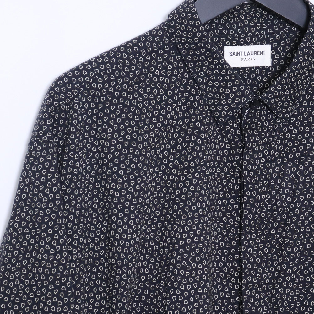 Saint Laurent Paris 19SS Black Heart Print Button-Up Size 43