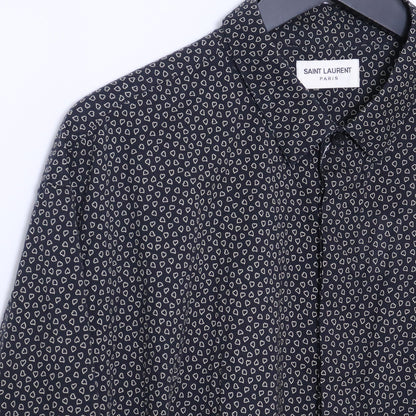 Saint Laurent Paris 19SS Black Heart Print Button-Up Size 43