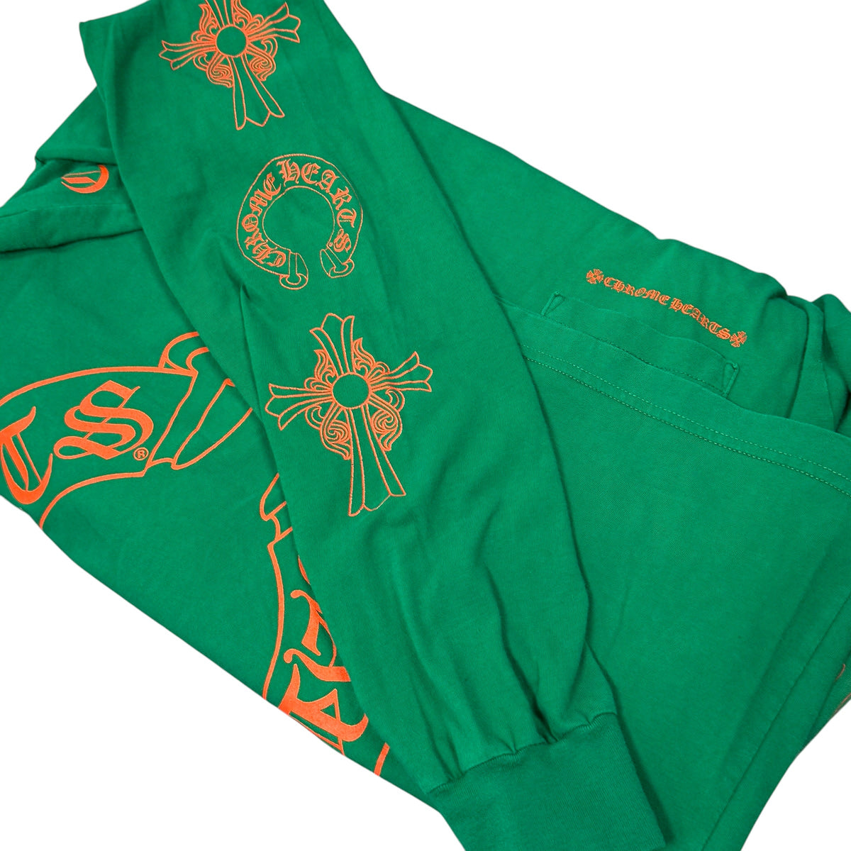 CHROME HEARTS Horseshoe Logo Long Sleeve T-Shirt Green USA Size L