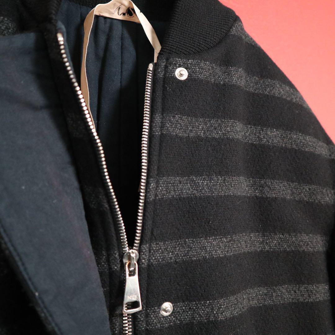 N21 Black Paneled Sleeve Zip-Up Coat Size M