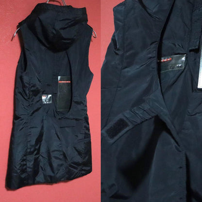 Prada Nylon Hooded Half-Zip Vest with Back Hole Size 44