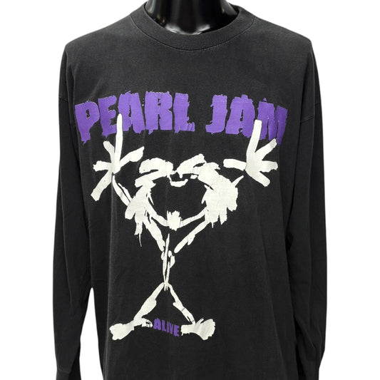 PEARL JAM "Alive Stickman" Vintage Sleeve T-Shirt Size XL