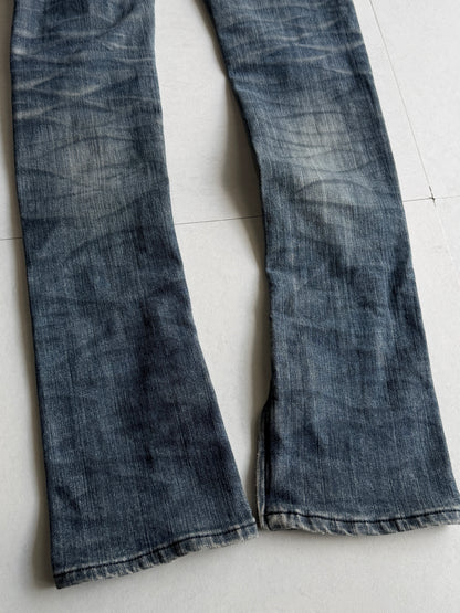 Johnny Wolf Faded Zip Flare Denim Size 2