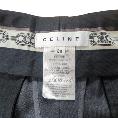 Celine Triomphe Chain Center Press Wool Slacks Gray Size 38