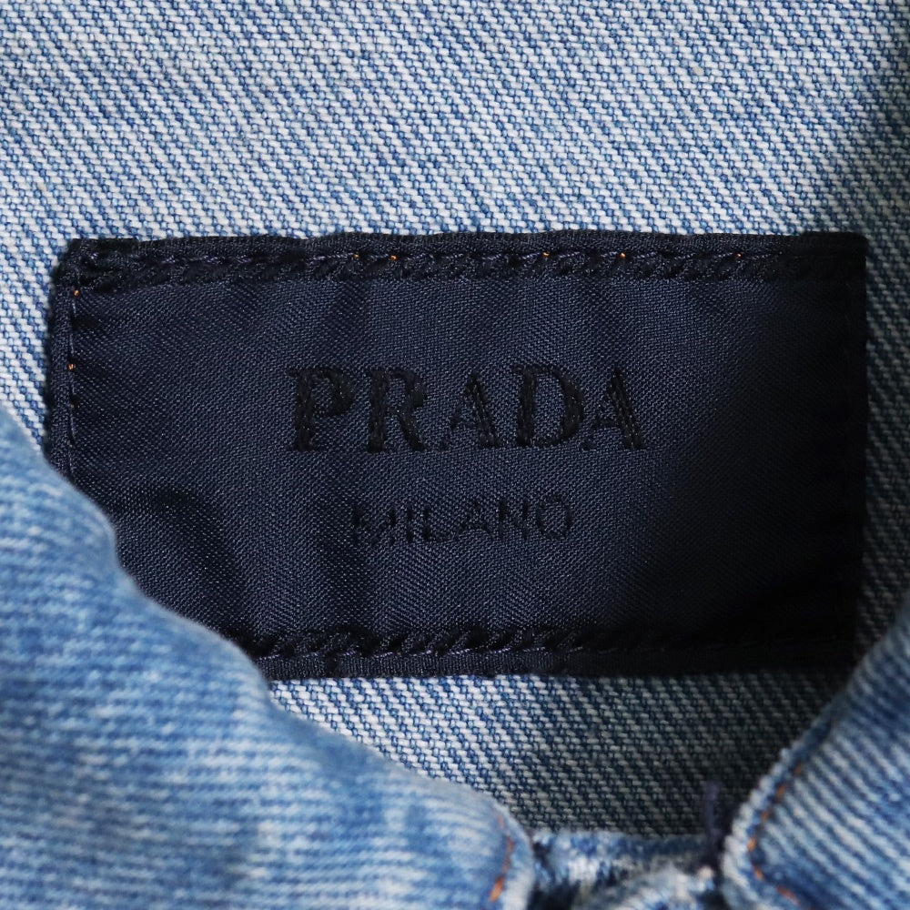 PRADA 22AW Triangle Logo Denim Jacket Indigo Size XL
