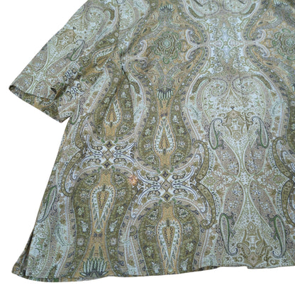 BURBERRY LONDON Paisley Linen Blend S/S Shirt Green Size 13