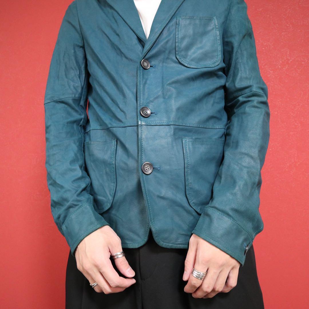 Vintage EMMETI Turquoise Blue Lamb Leather 3-Button Size 44