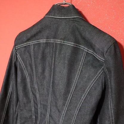 Armani Jeans Metal Logo Cropped Denim Jacket Size 40