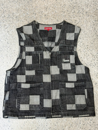 Supreme Patched Denim Vest Black Size L