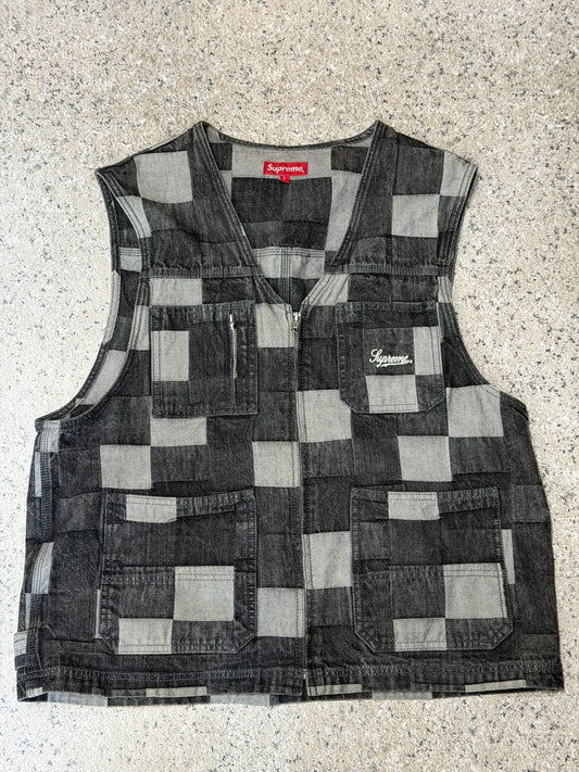 Supreme Patched Denim Vest Black Size L