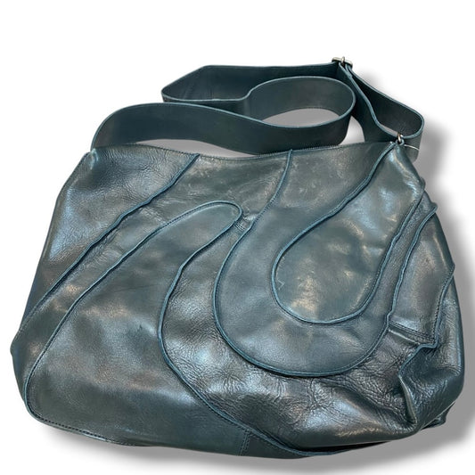 JURGEN LEHL Leather Shoulder Bag Dark Green Size F