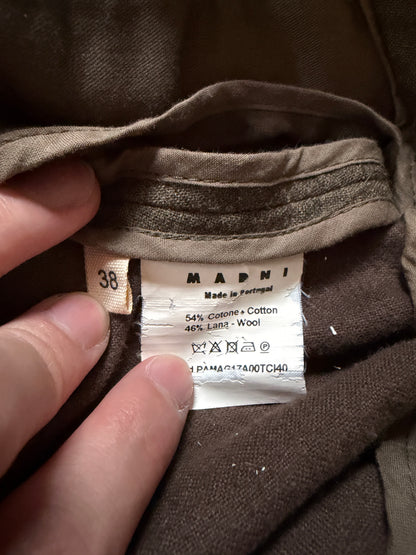 MARNI 2010s Wool Drop Crotch Shorts Side Gather Size 38