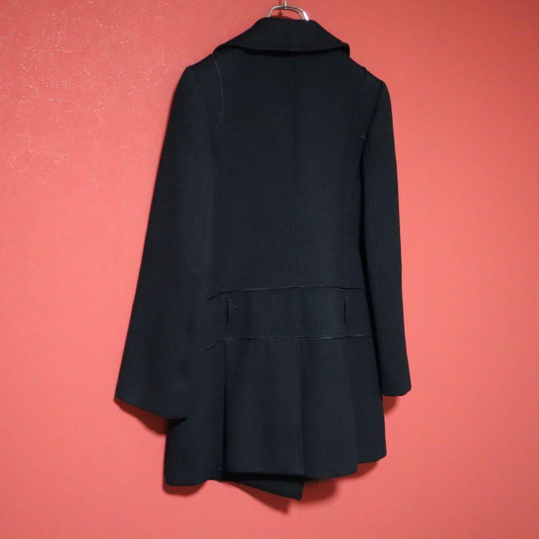 Prada 06AW Asymmetrical Raccoon Fur Pocket Wool Coat Size 40