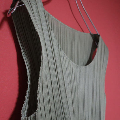 PLEATS PLEASE 97SS Pleated Sleeveless Top Green Size 3