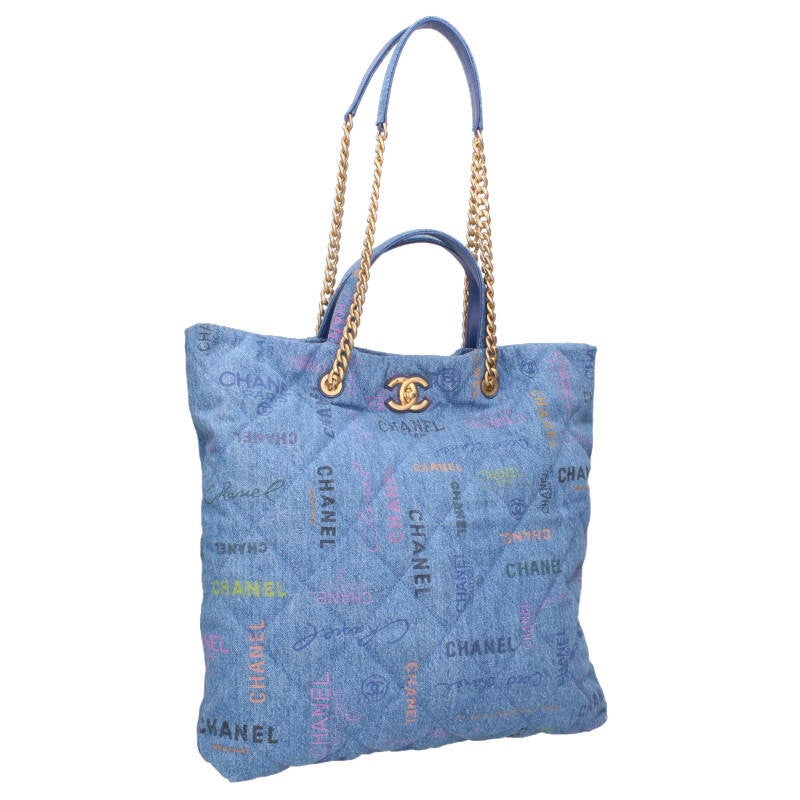 CHANEL Maxi Shopping Denim 2-Way Tote Bag Indigo