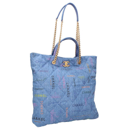 CHANEL Maxi Shopping Denim 2-Way Tote Bag Indigo