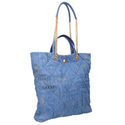 CHANEL Maxi Shopping Denim 2-Way Tote Bag Indigo