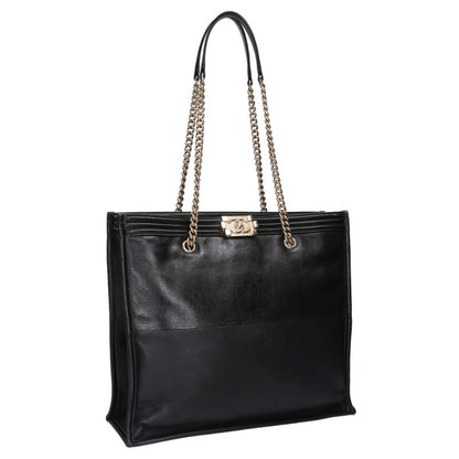 CHANEL Boy Chain Shoulder Tote Black/Gold Size ONE SIZE