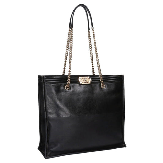 CHANEL Boy Chain Shoulder Tote Black/Gold Size ONE SIZE