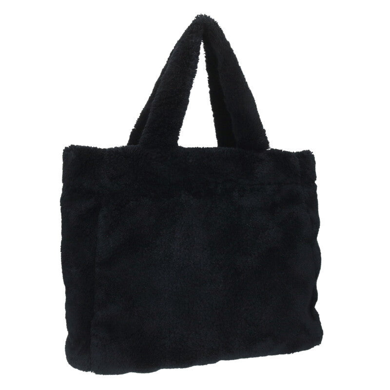 PRADA Spugna Terry Lettering Tote Bag Black Size ONE SIZE