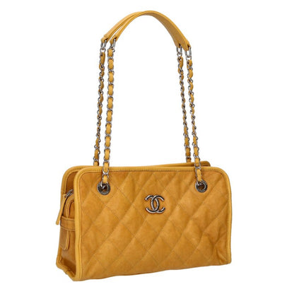 CHANEL French Riviera Caviar Chain Tote Yellow Size ONE SIZE