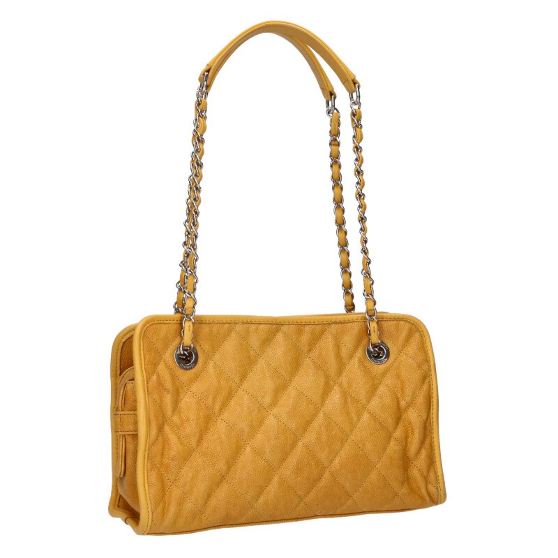CHANEL French Riviera Caviar Chain Tote Yellow Size ONE SIZE