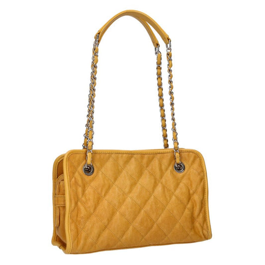 CHANEL French Riviera Caviar Chain Tote Yellow Size ONE SIZE