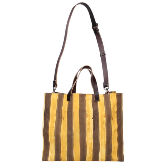 FENDI Stripe Canvas Leather Handle Shoulder Size ONE SIZE